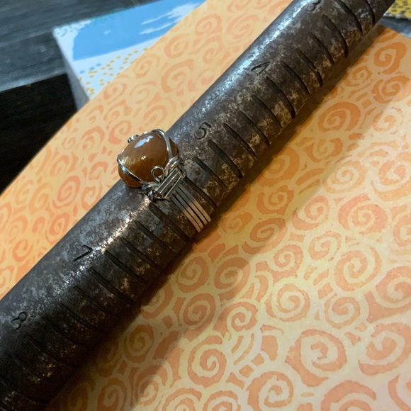 Vintage 925 Wire-Wrapped w/ Rare Natural Gold Rutilated Quartz Sz 6 - Picture 12 of 15